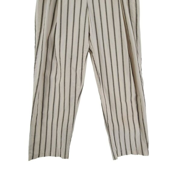 Pat Primo Women's High Waisted Casual Striped Pants  Tan and white Size 6 - Picture 2 of 11